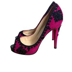 Christian Louboutin Very Brode 120 Suede Heels Sz EU 36 / US 6 Magenta (Fuchsia)